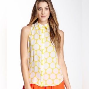 Michael Stars silk yellow polka dot sleeveless top S